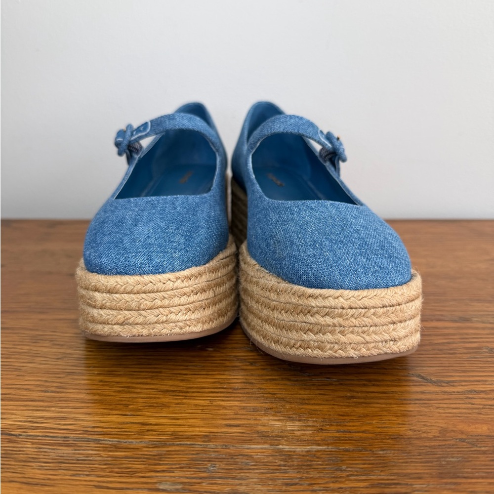 Larroude Blue Denim Mary Jane Platform Espadrilles - Picture 4 of 8